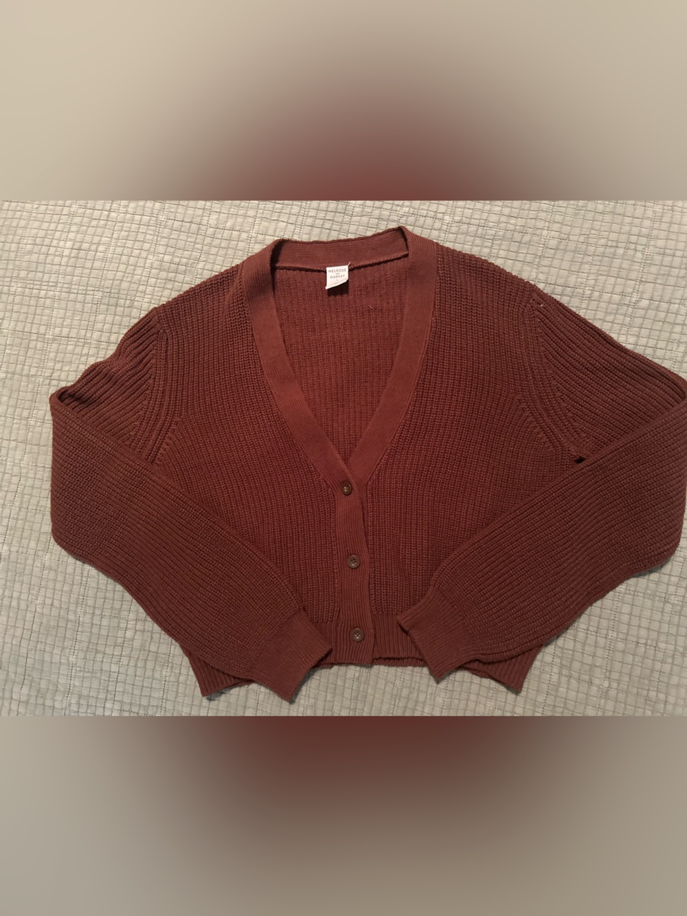 True Brown Knit Button-Front Cardigan NWOT